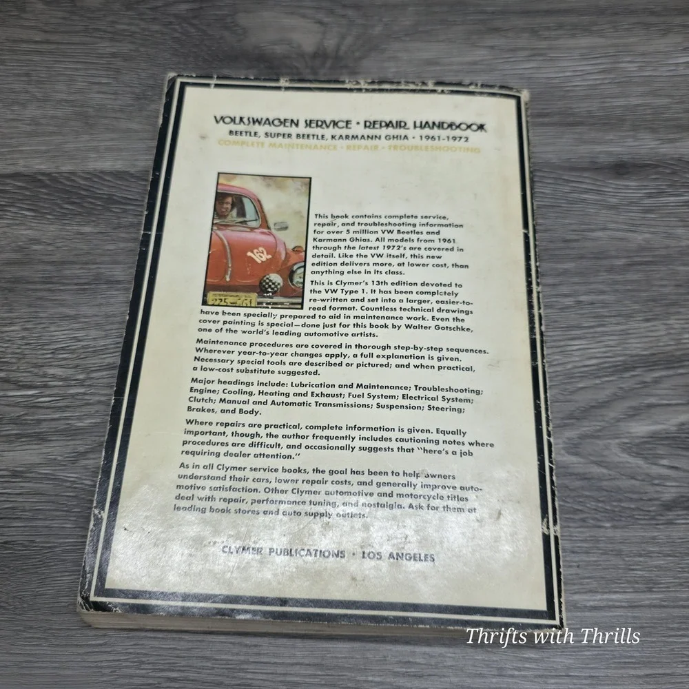 Vintage Clymer Volkswagen Beetle Service Repair‎ Handbook - 1961-1972